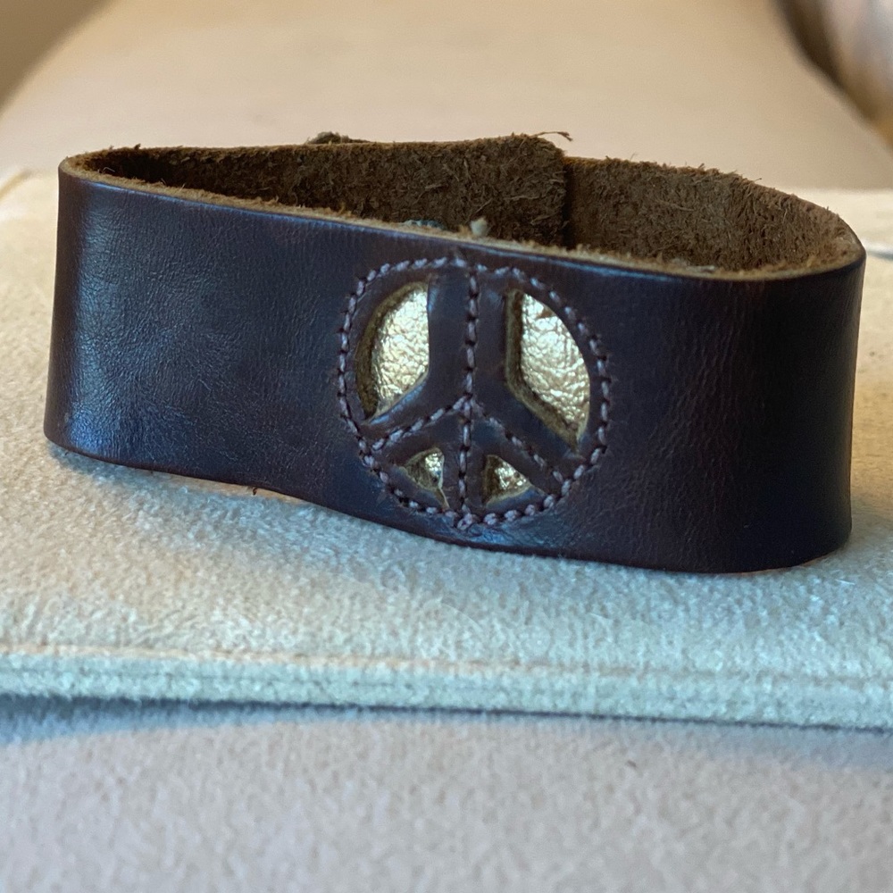 Peace Leather Strap Bracelet
